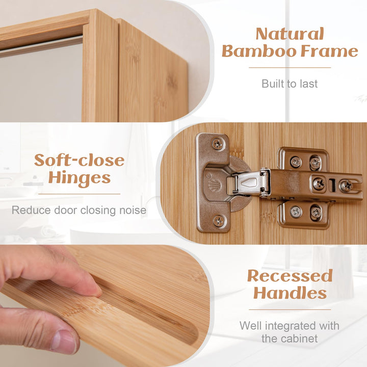 Giantex Medicine Cabinet Mirror, Bathroom Wall Cabinet with Reversible Single Door, 2 Adjustable Shelves