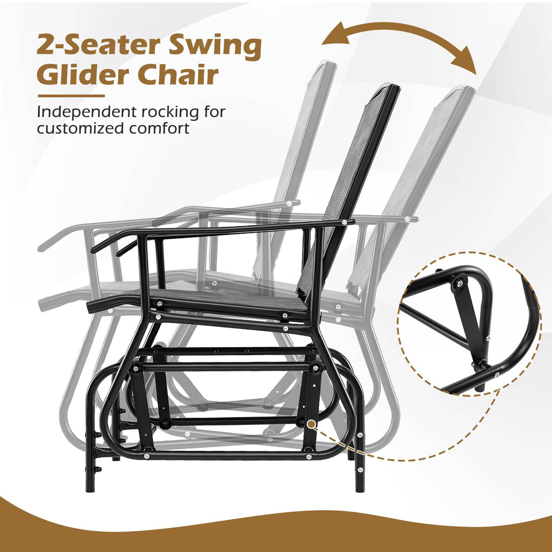 Giantex Outdoor Glider Chairs with Table &amp; Umbrella Hole