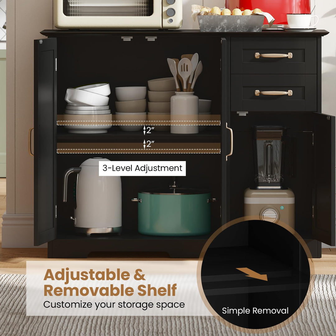 Giantex 40 Inch Modern Kitchen Sideboard Buffet Cabinet with 2 Drawers and Adjustable Shelf