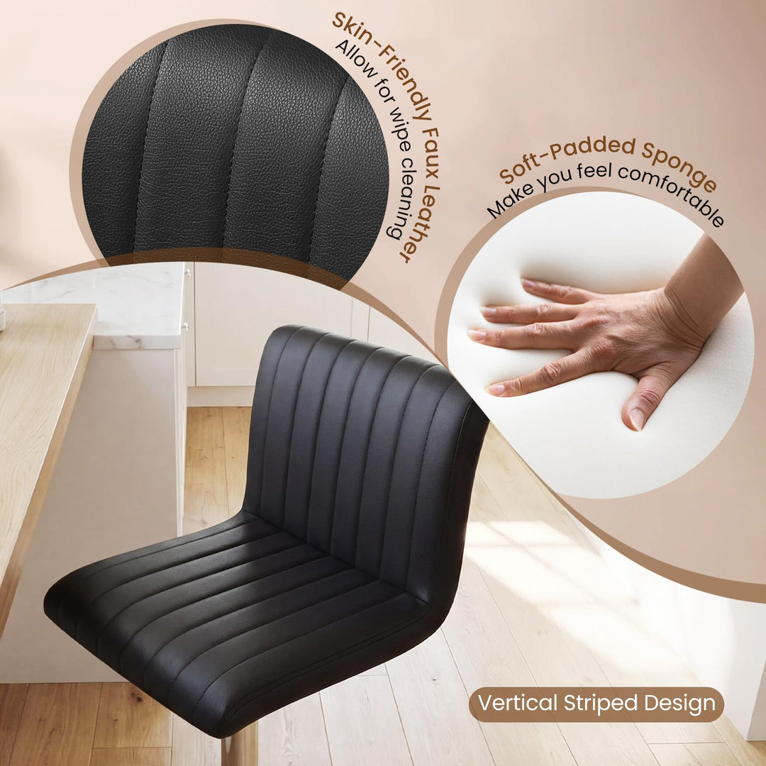 Giantex Modern Faux Leather Counter Height Barstools Set of 2/4 with Back and Footrest