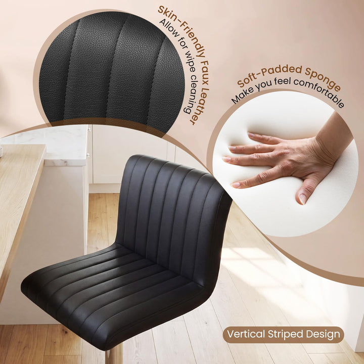 Giantex Modern Faux Leather Counter Height Barstools Set of 2/4 with Back and Footrest