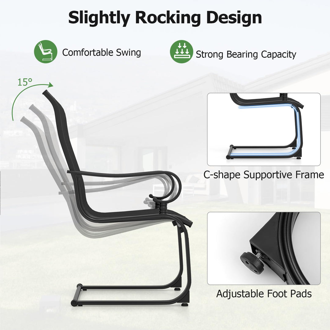 Giantex Patio Dining Chairs Set of 2/4 | High Back Outdoor Patio Chairs with Metal C Spring Frame