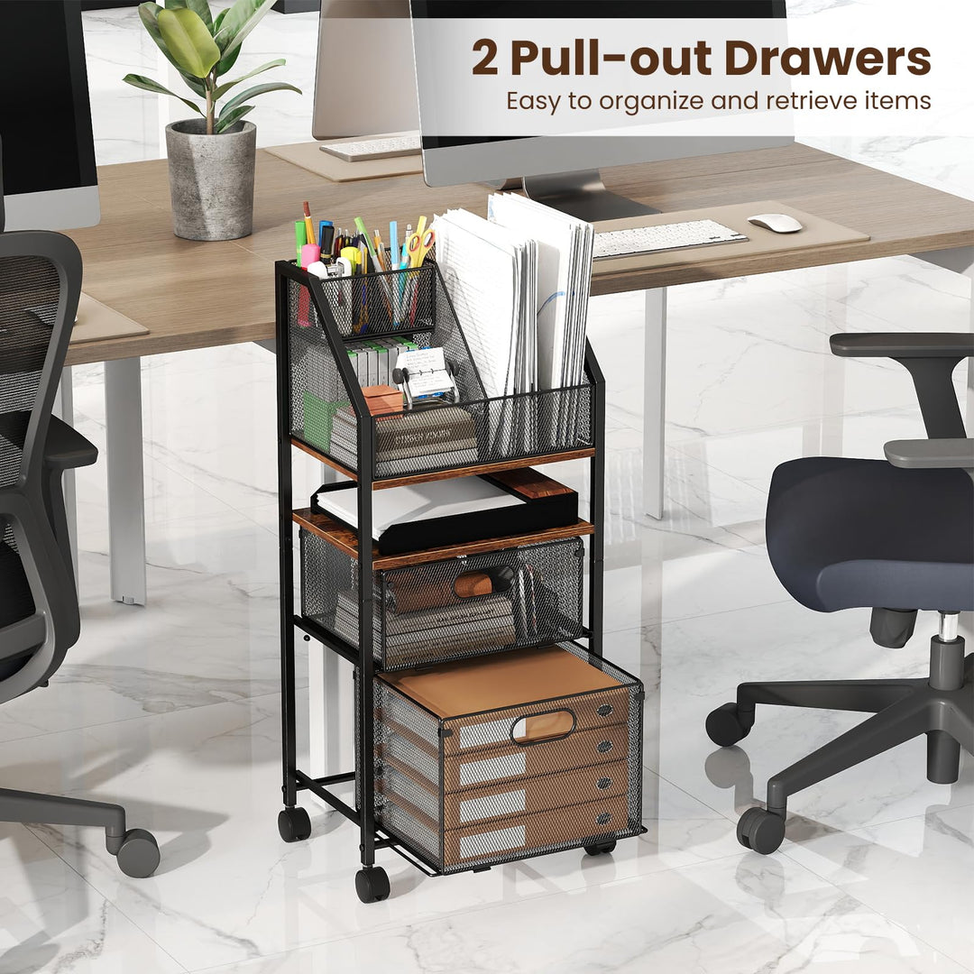 Giantex 5-Tier Rolling File Cart with Metal Mesh Drawers (1/2)