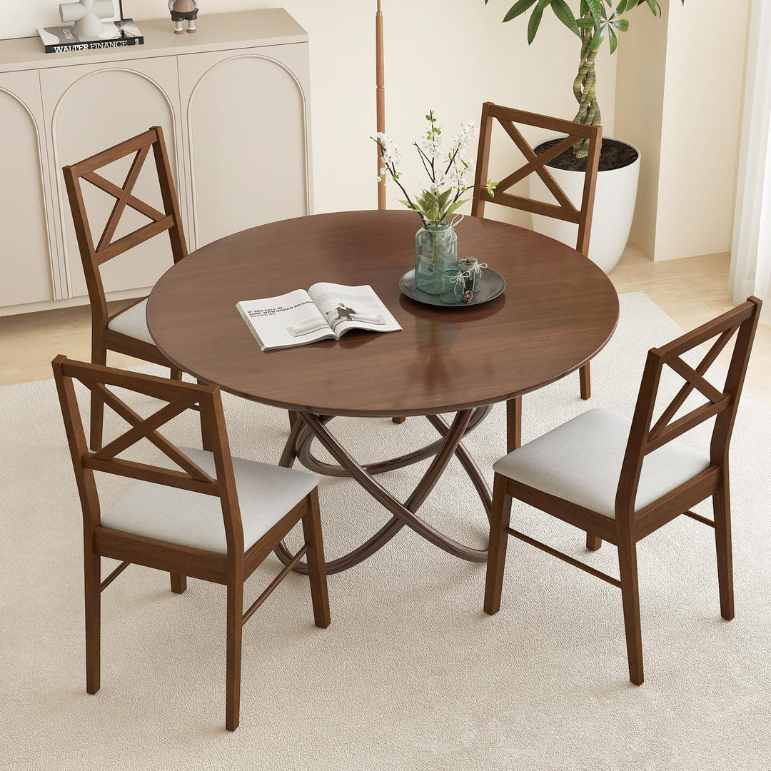 Giantex Wooden Dining Chairs Set of 2/4, Upholstered Kitchen Chairs w/Cross Back & Padded Seat