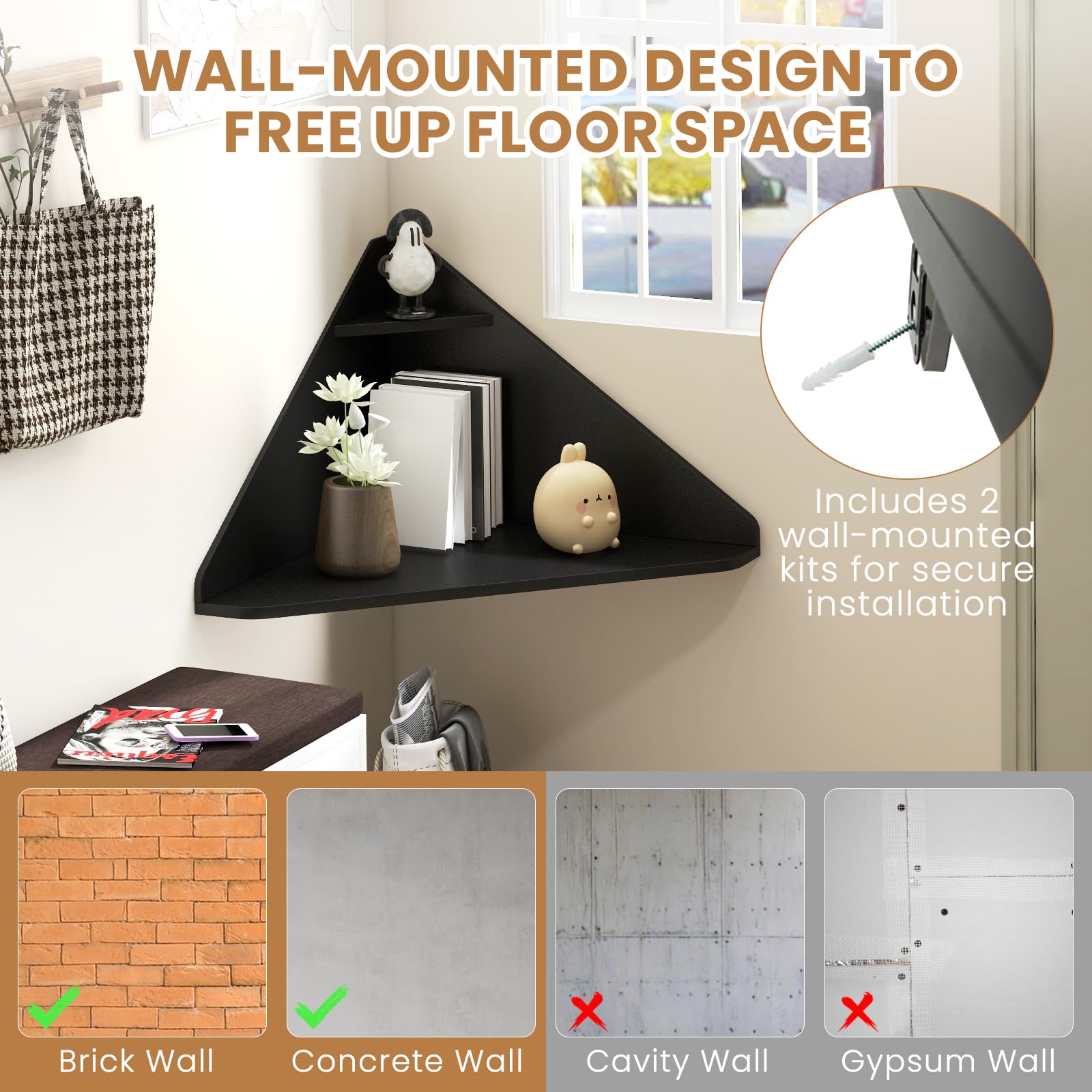 Giantex Wall Mounted Computer Desk with Storage Shelf