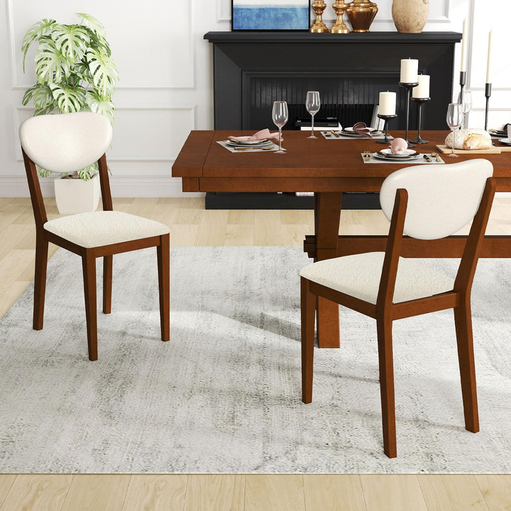 Giantex Sherpa Dining Chairs Set of 4 Modern Kitchen Chair w/Rubber Wood Legs