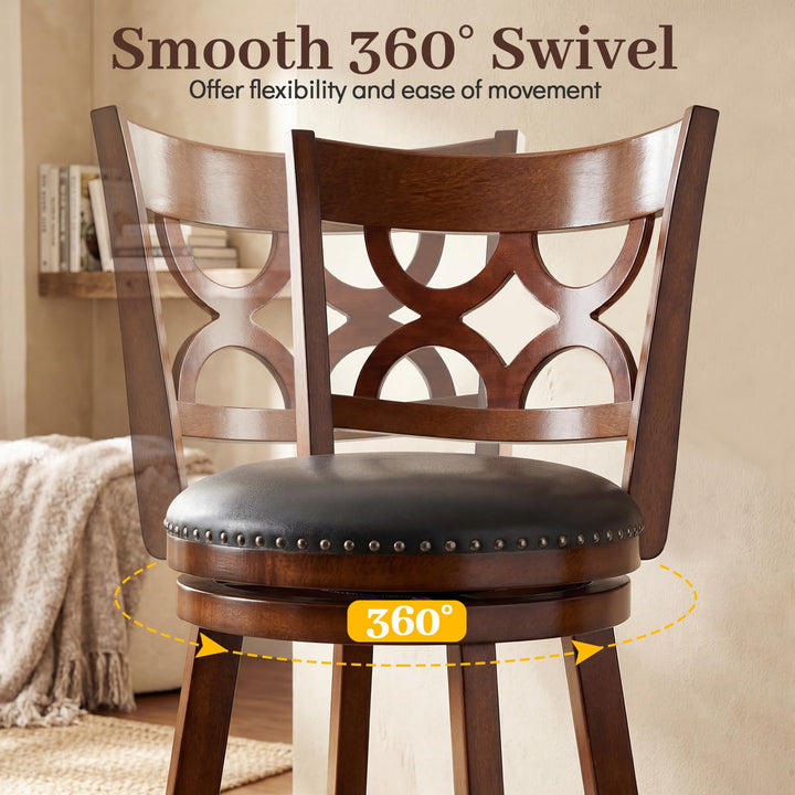 Giantex Swivel Bar Stools Set of 2/4 with Upholstered Seat