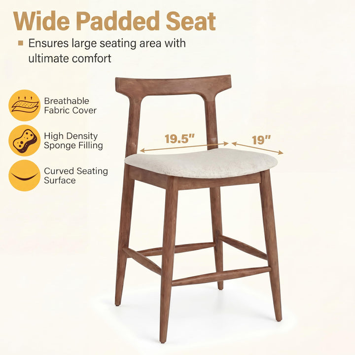 GIANTEX 24" Rustic Farmhouse Barstools w/Upholstered Cushioned Seats (2/4)