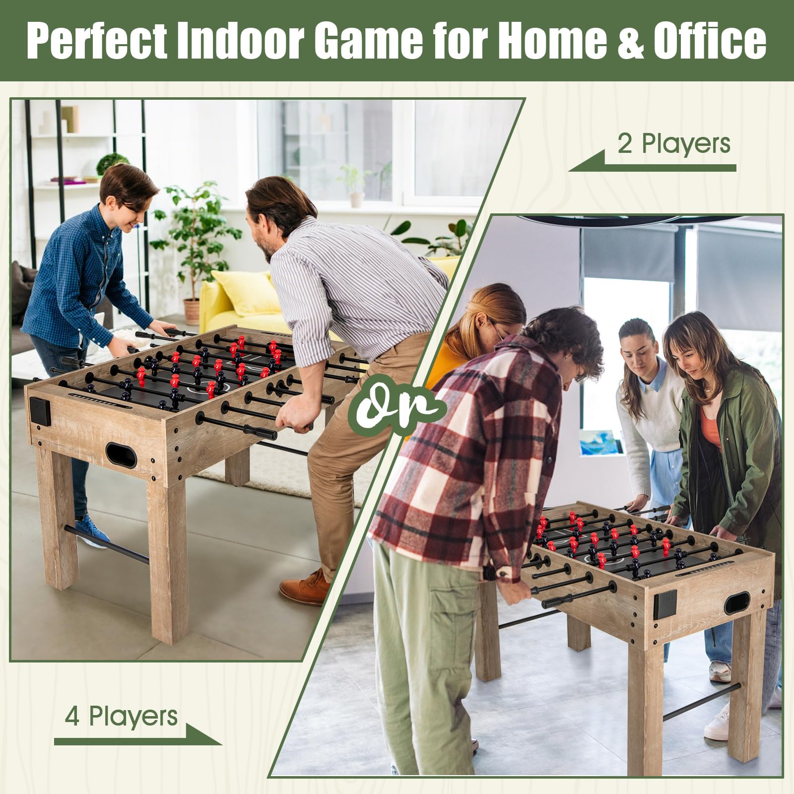 Giantex 54" Foosball Table Adult Size, Full Size Arcade Soccer Table Game w/2 Balls & 2 Cup Holders