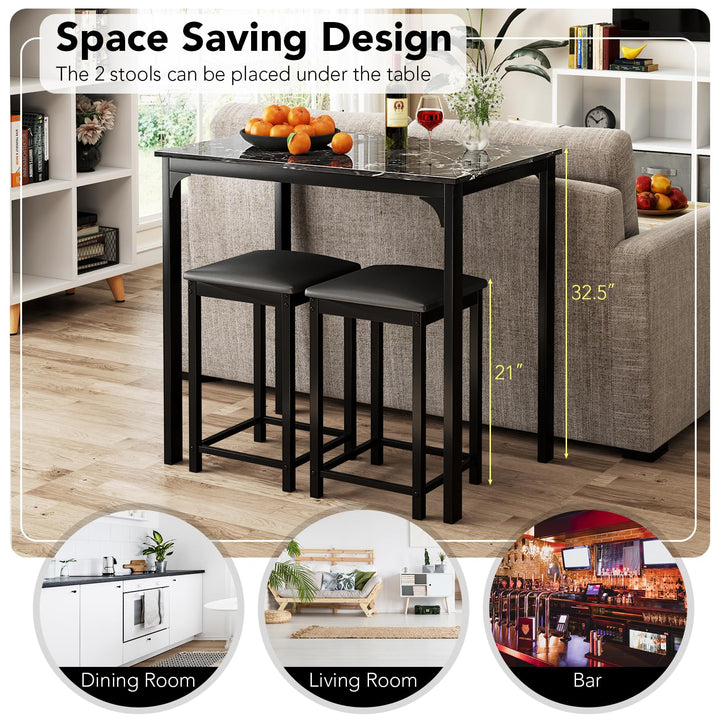 Giantex Dining Table Set for 2, Kitchen Table Set with Counter Height Dining Table