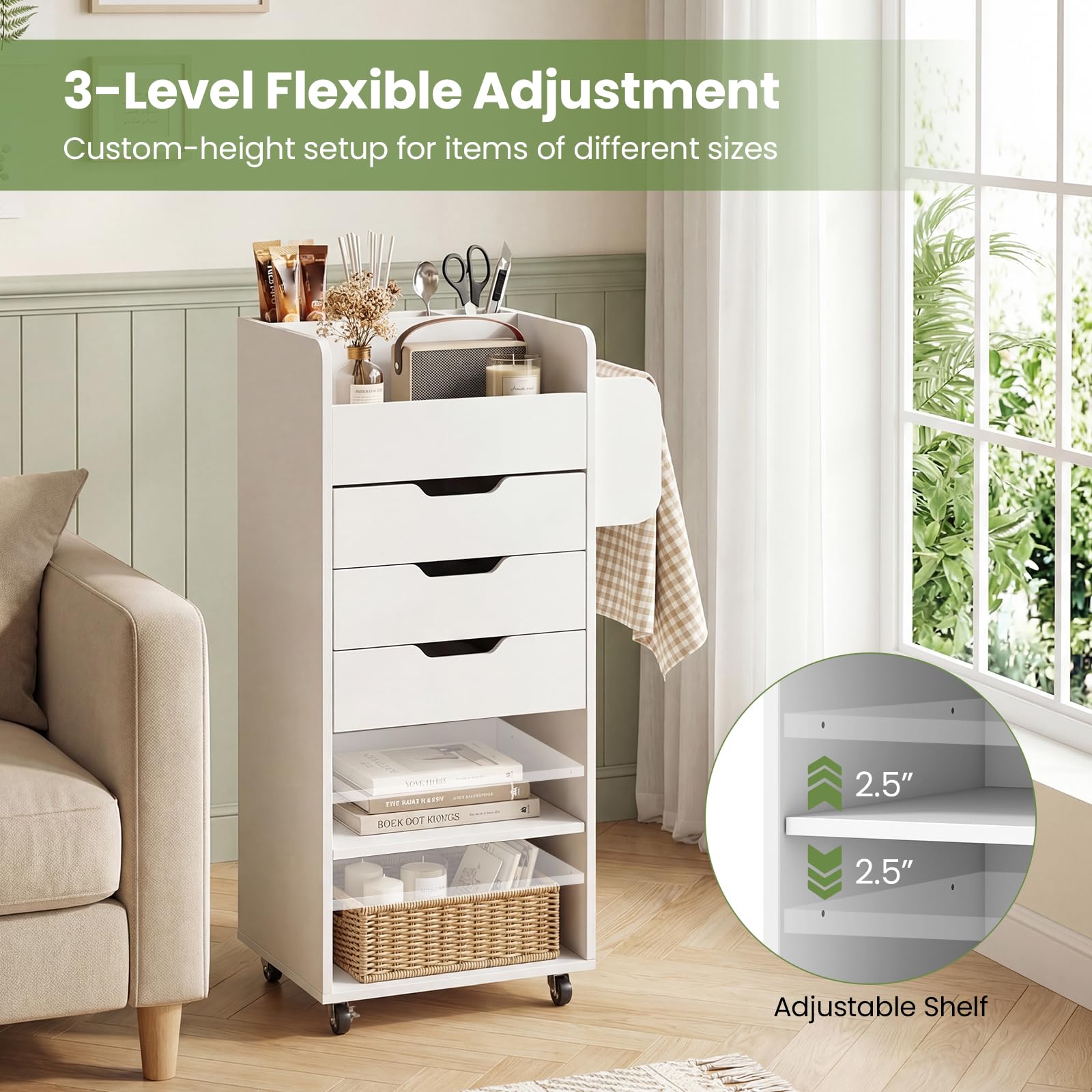 Giantex Craft Storage Cart - Utility Organizer Cart with 3 Drawers