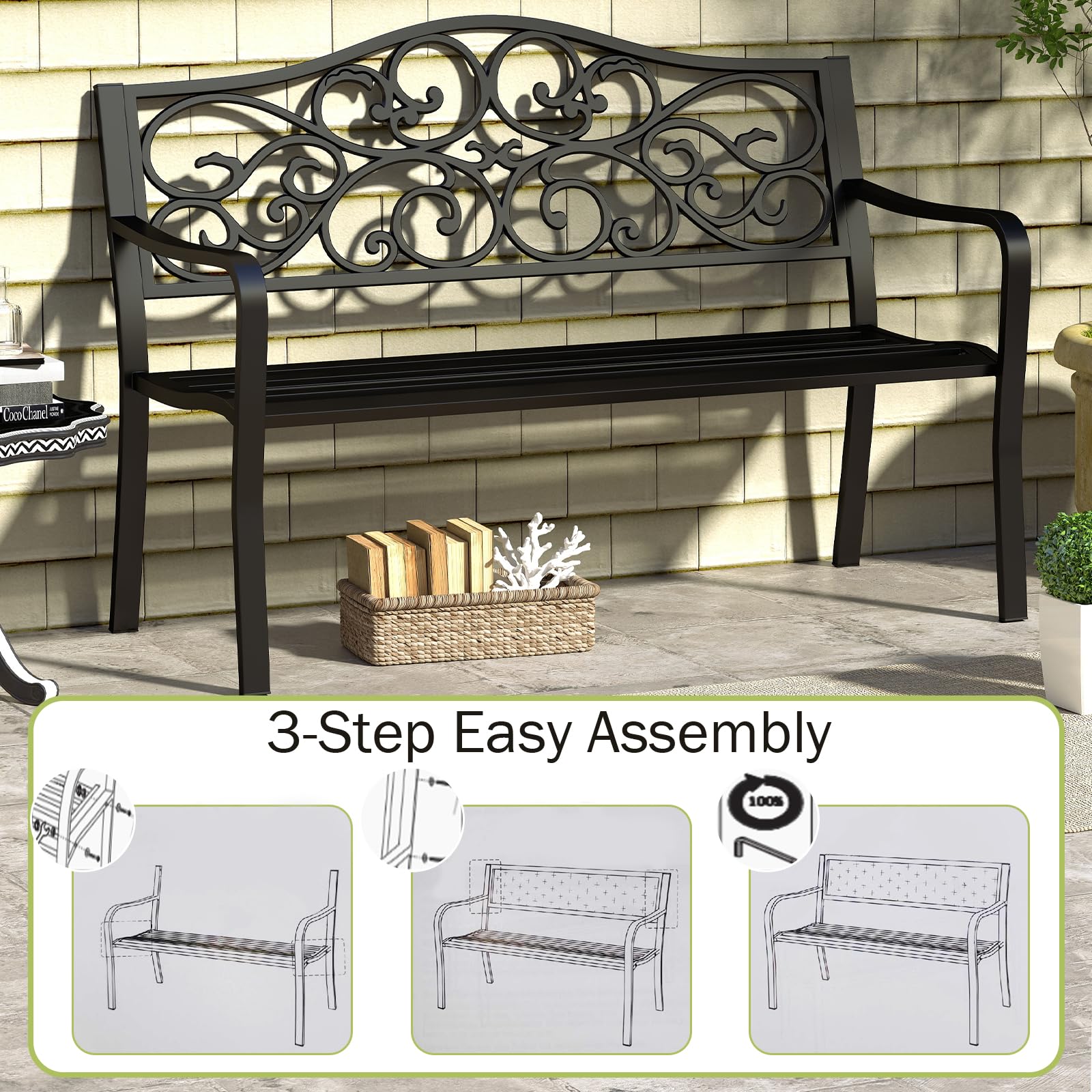 Giantex Outdoor Bench with Floral Pattern