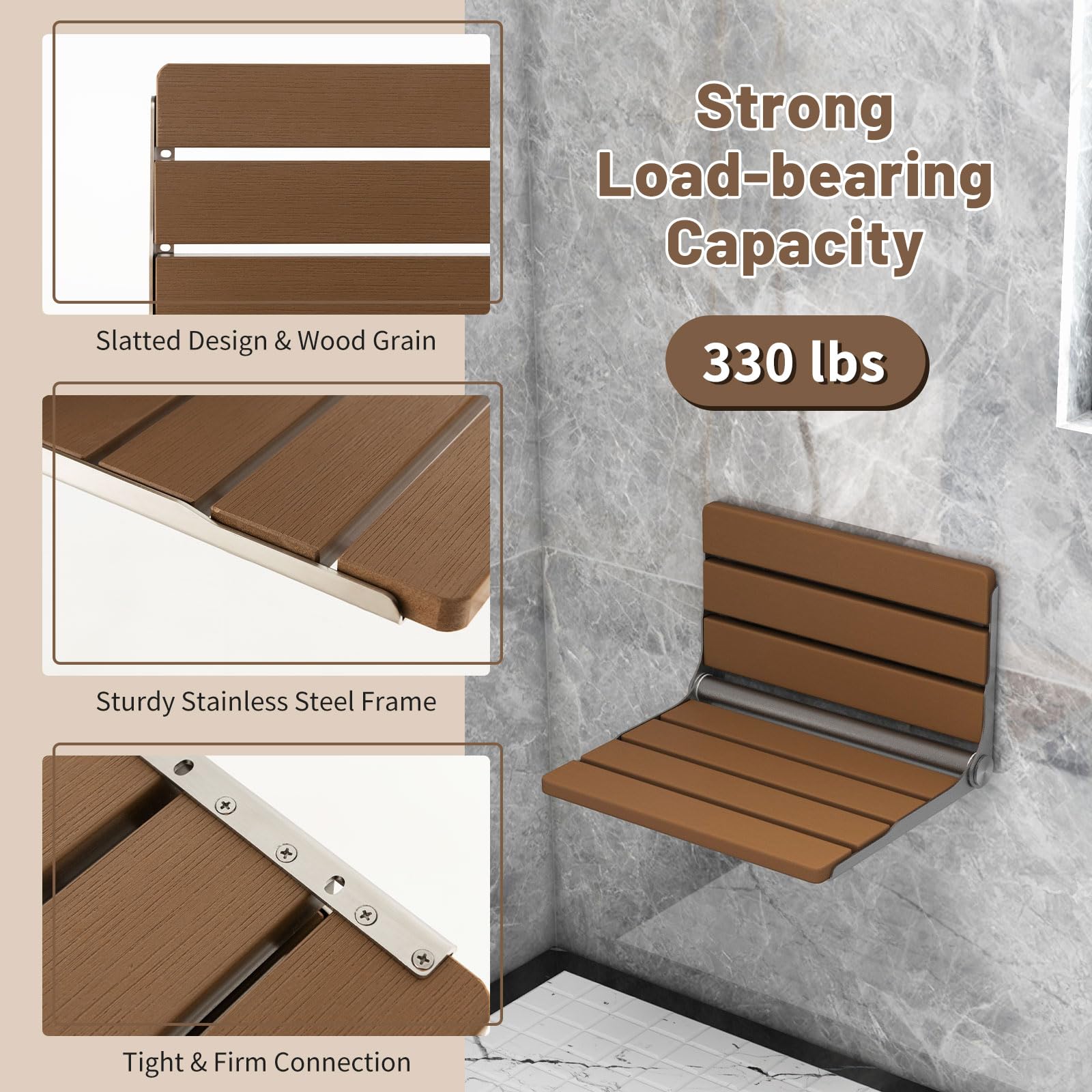  Folding Shower Seat Wall Mounted - Giantex