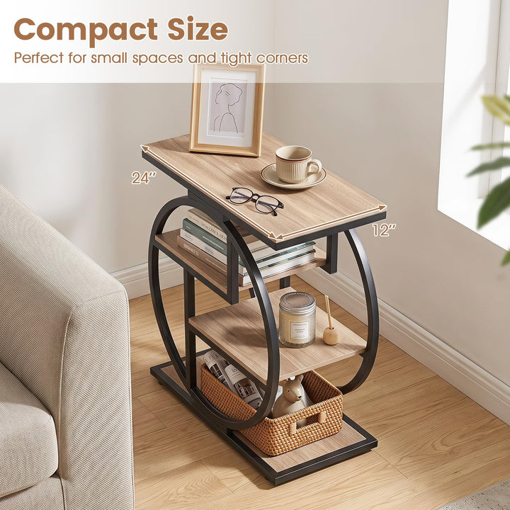 GIANTEX 4-Tier Faux Marble Sofa Side Table with 4 Open Shelves (1/2)