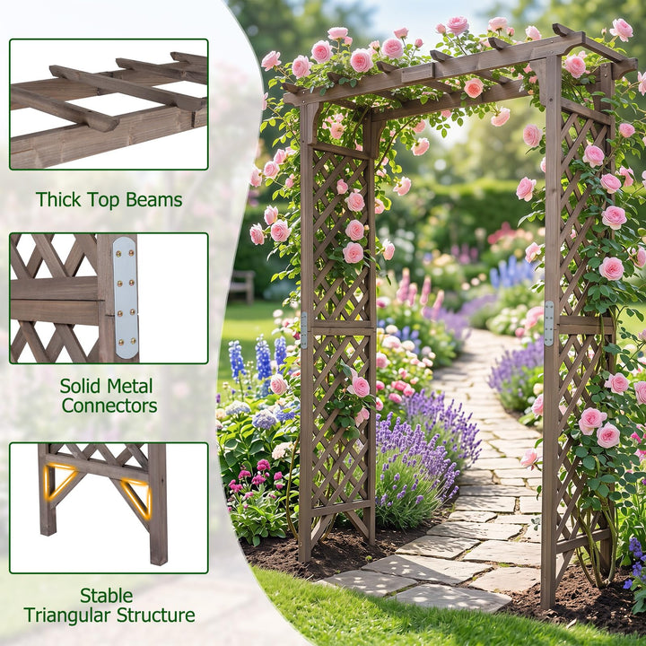 Giantex 85" Wood Garden Arch Trellis with Flat Top for Climbing Plants