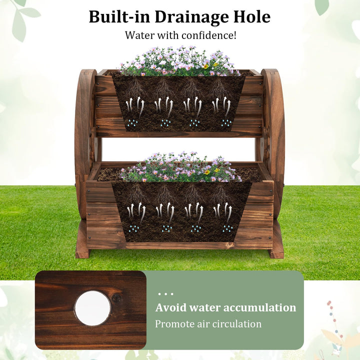 Giantex Garden Planter with Drainage Holes &amp; Wheels for Flowers Herbs Vegetables