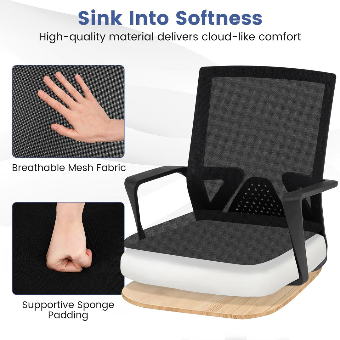 Giantex Office Desk Chair with Lumbar Support, Ergonomic Mesh Office Chair with Wheels and Armrests