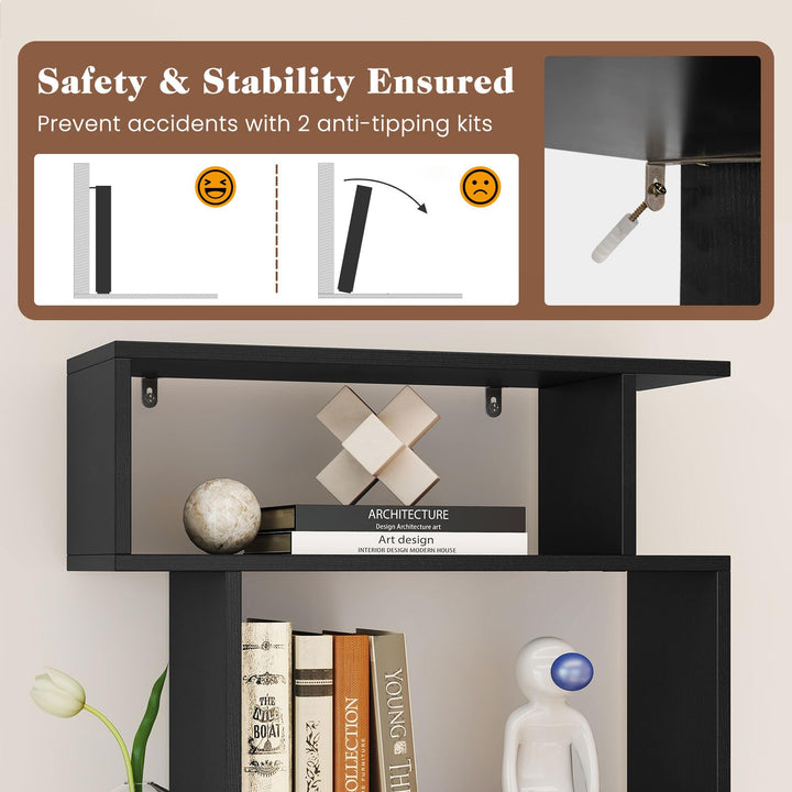 Giantex S Shaped Bookcase with 2 Anti Tipping Kits