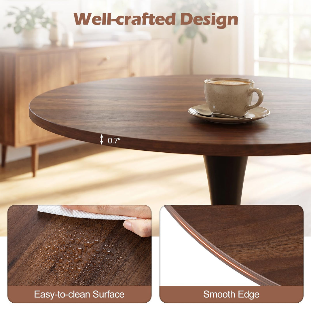 31.5-Inch Tulip Table for 2-4 with Thickened Table and Metal Pedestal for Small Spaces