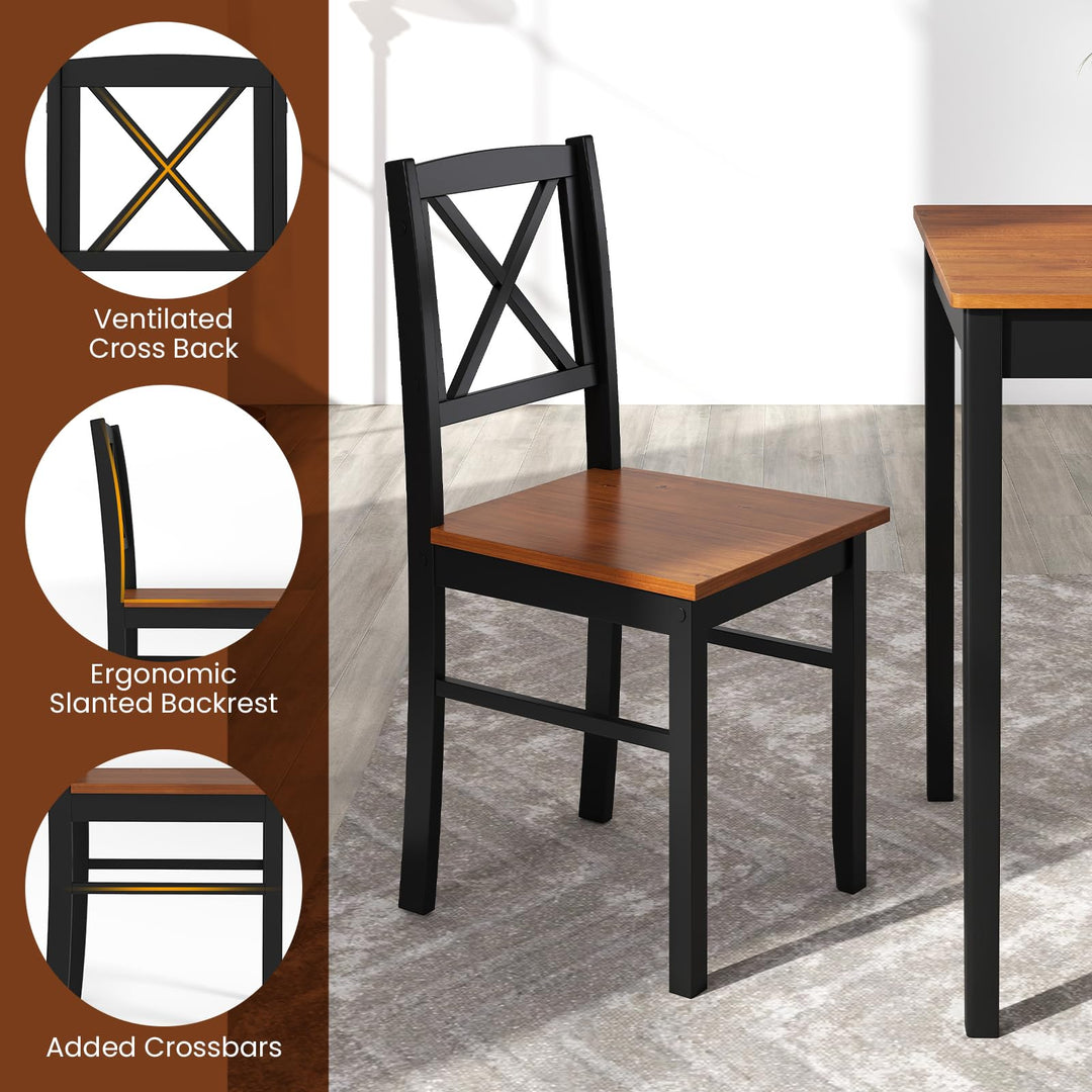Giantex 5-Piece Dining Table Set Rectangular Kitchen Table & 4 Chairs with Rubber Wood Legs
