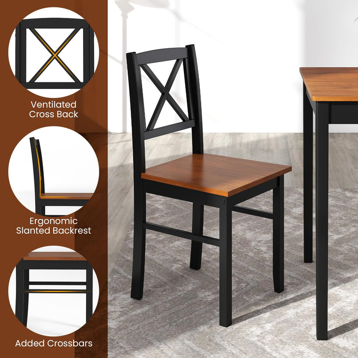 Giantex 5-Piece Dining Table Set Rectangular Kitchen Table & 4 Chairs with Rubber Wood Legs
