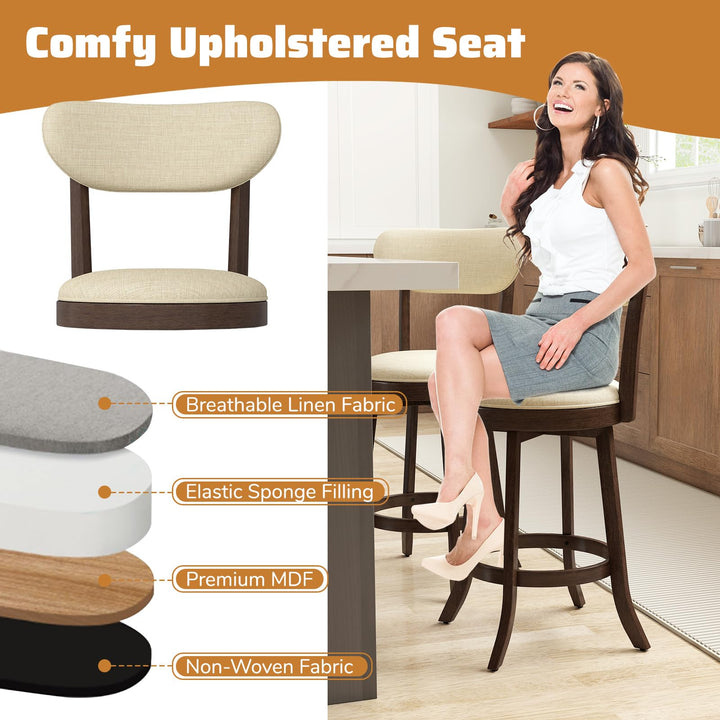 Giantex 25.5" Counter Height Upholstered Linen Barstools