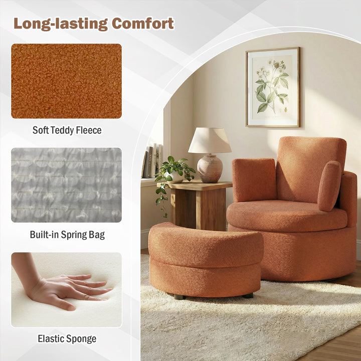 Giantex 360° Swivel Accent Chair with Half Moon Storage Ottoman