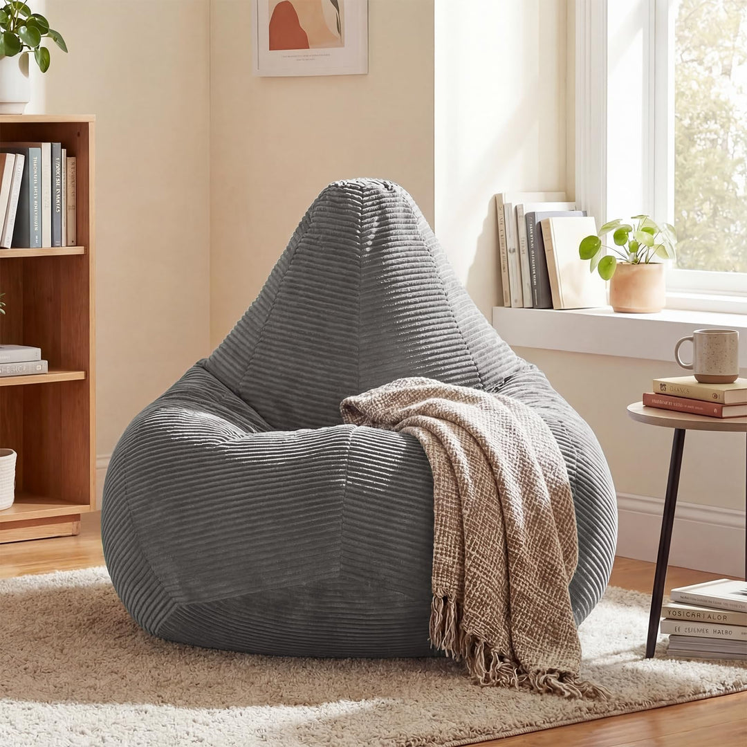 Giantex Bean Bag Chair for Adults | Accent Lazy Sofa with Skin-Friendly Corduroy Cover &amp; Soft Sponge Filling