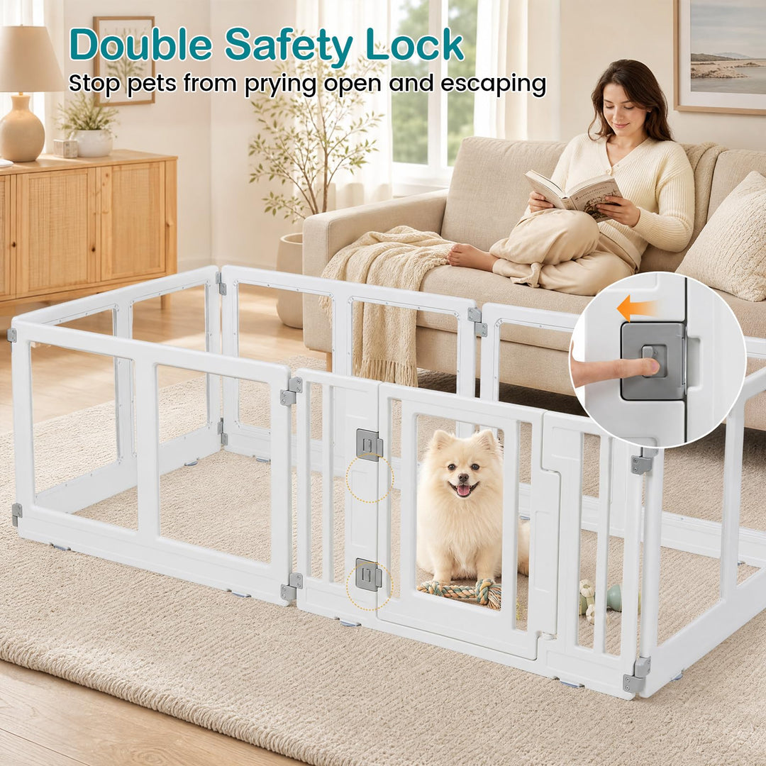 GIANTEX Clear Plastic Dog Playpen with Lockable Door
