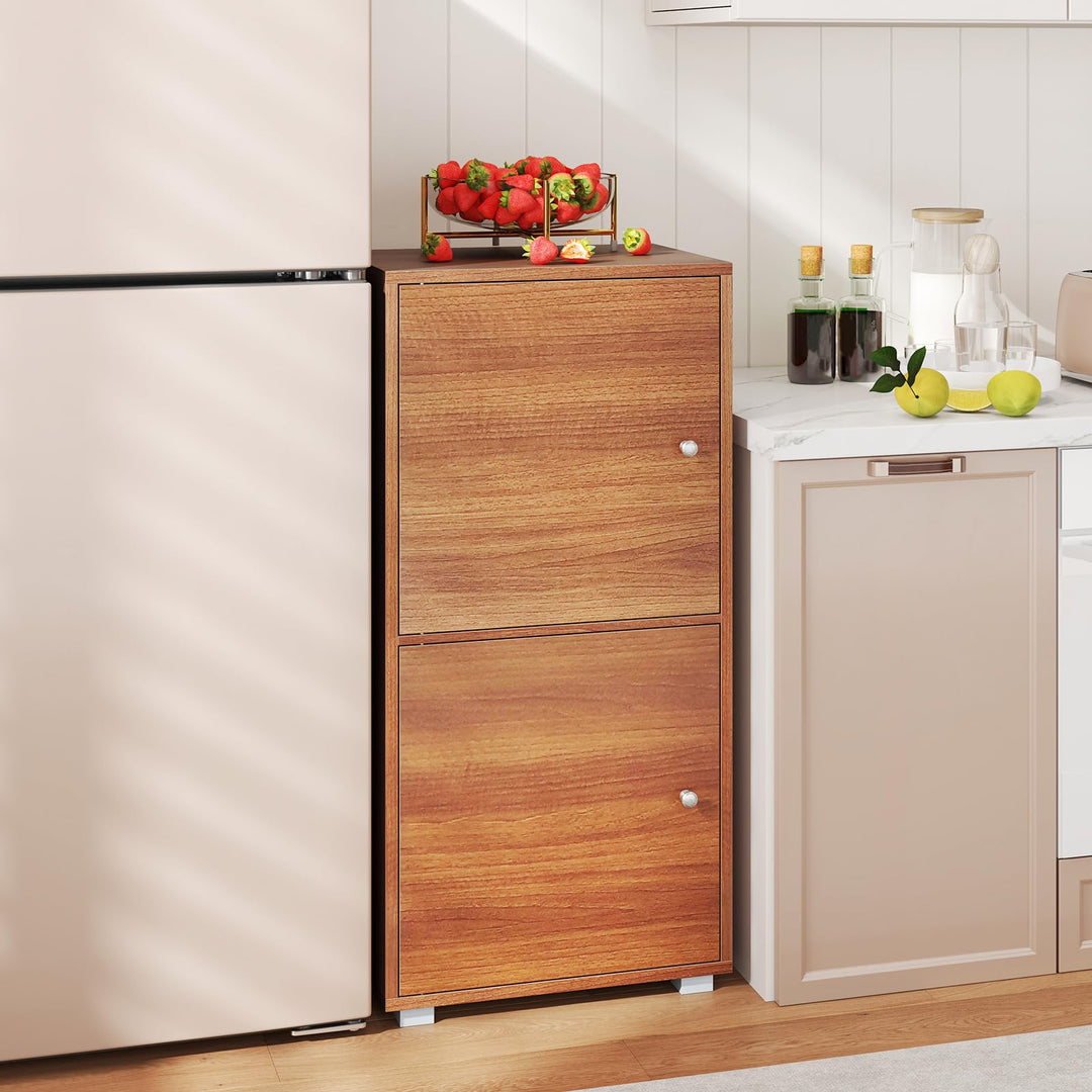 Giantex 2-Cube Stackable Storage Cabinet with 2 Single Doors