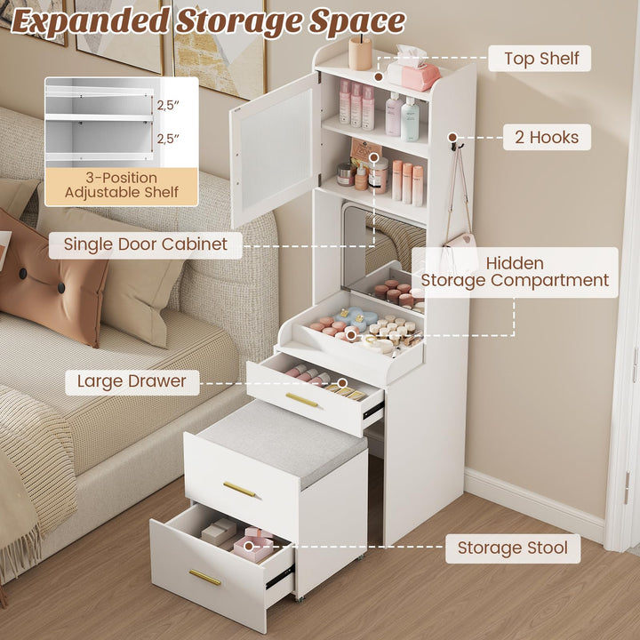 CHARMAID 3-in-1 Vanity Desk with Flip Top Mirror