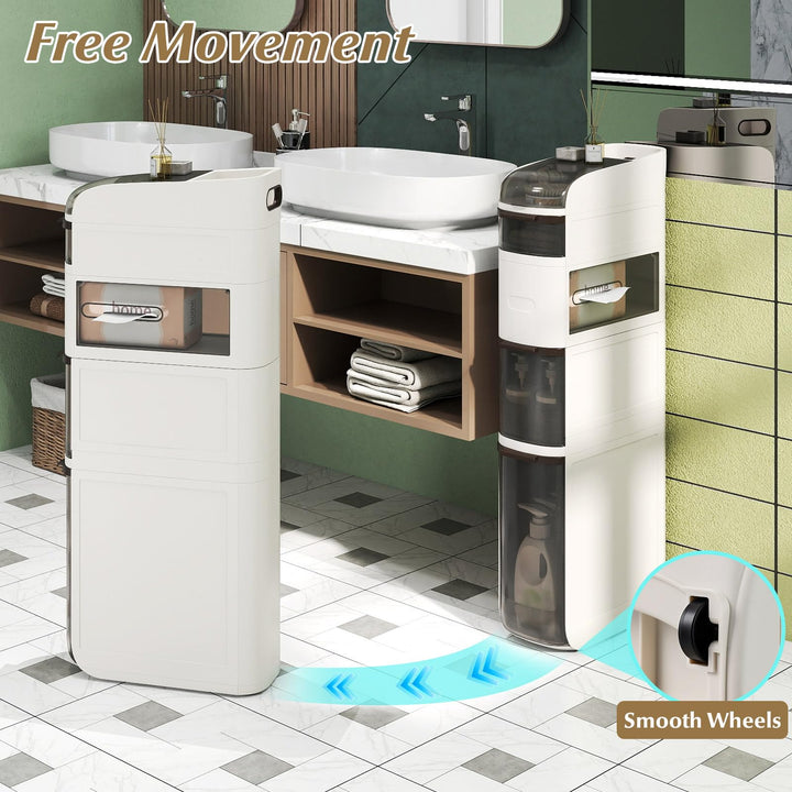 Giantex 5-Tier Narrow Bathroom Storage Cabinet with Drawers and Tissue Box