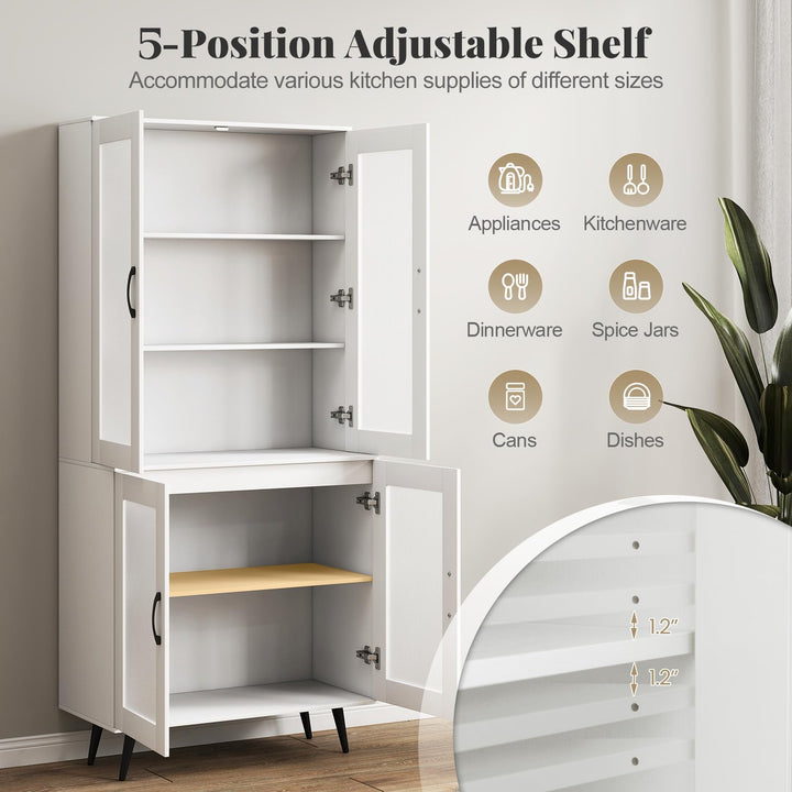 Giantex Kitchen Pantry Cabinet 70.5" Tall Cupboard with 4 Transparent Doors