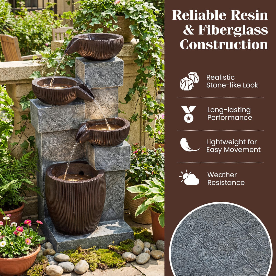 Giantex 32'' Water Fountain Outdoor for Patio