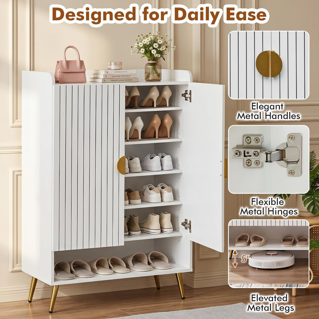 Giantex 7-Tier Wooden Shoe Storage Cabinet w/Doors