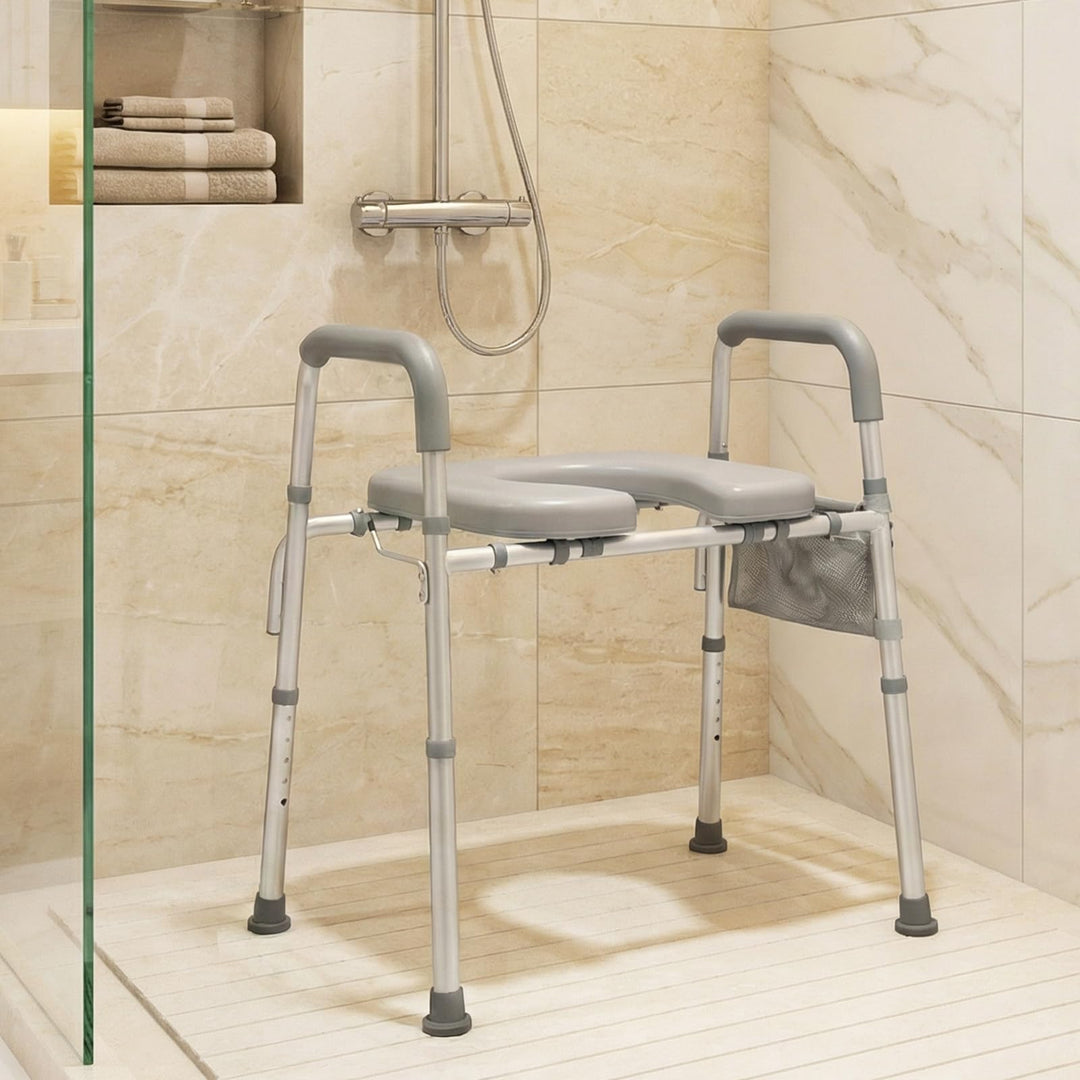 Giantex Raised Toilet Seat with Handles | Toilet Seat Riser for Seniors w/Padded Arms