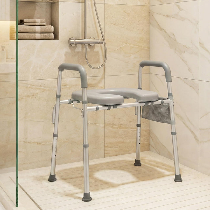 Giantex Raised Toilet Seat with Handles | Toilet Seat Riser for Seniors w/Padded Arms