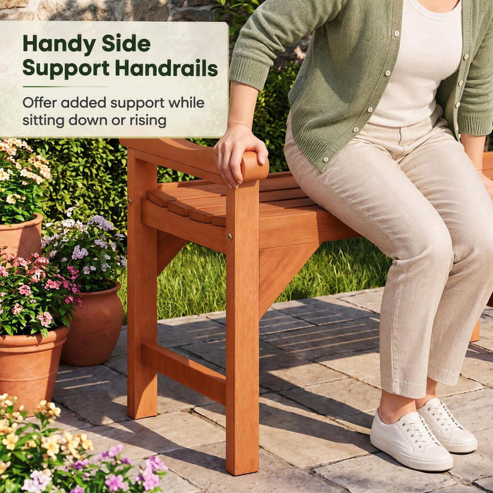 GIANTEX 40" Wooden Backless Garden Bench with Support Handles (1/2)