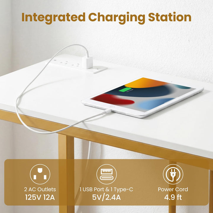 Giantex 39" Narrow Entryway Table with Charging Station &amp; Heavy-Duty Metal Frame