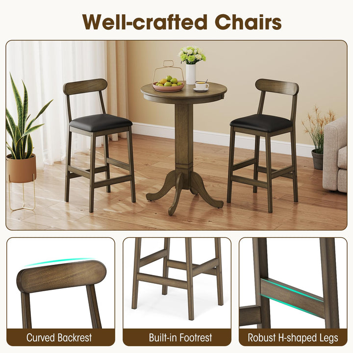 Giantex Farmhouse Bar Stools Set of 2/4 with Rubber Wood Legs for Kitchen