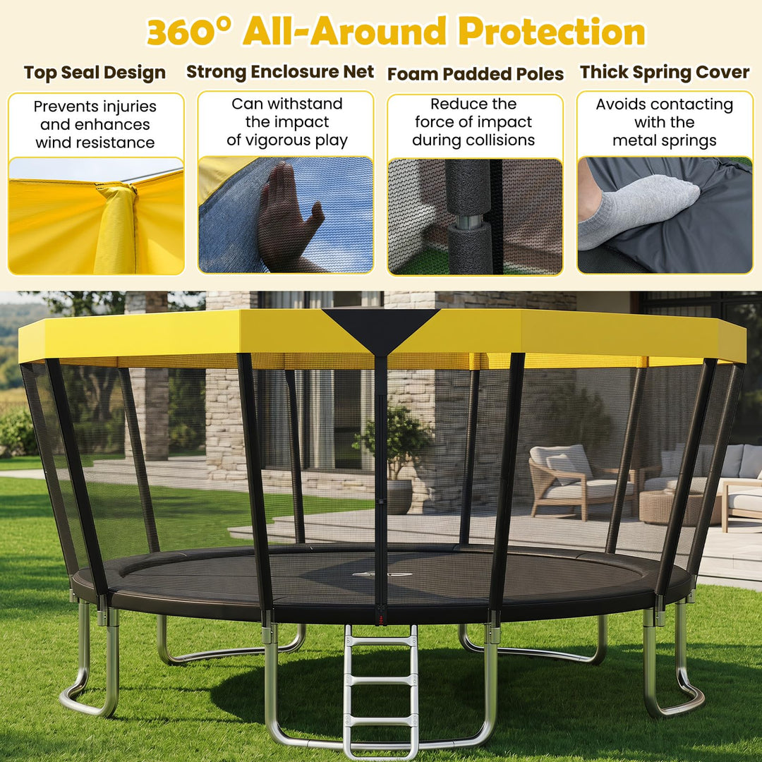 Giantex ASTM Approved Recreational Trampoline with Safety Enclosure Net &amp; Non-Slip Ladder