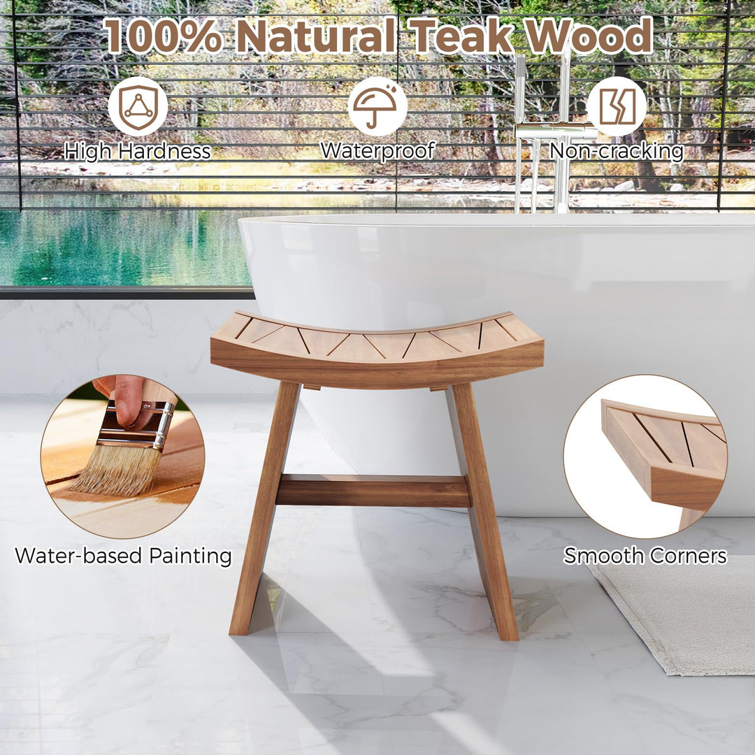 18" x 13" x 17.5" Waterproof Shower Stool with Curved Seat for Inside Shower