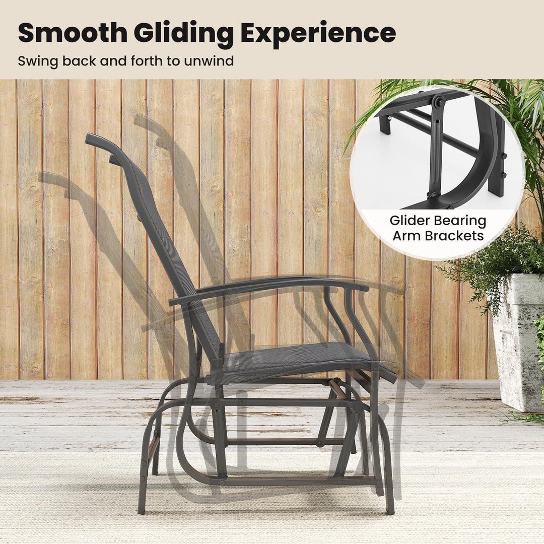 Giantex 2-Pack Outdoor Glider Rocking Chairs with Ergonomic Backrest & Seat