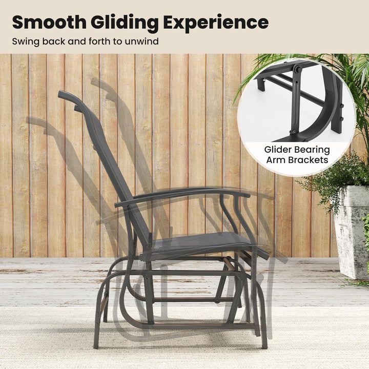 Giantex 2-Pack Outdoor Glider Rocking Chairs with Ergonomic Backrest & Seat