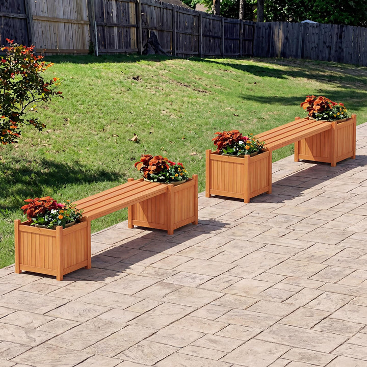 Giantex 2/4 in 1 Outdoor Bench with 2/4 Raised Garden Beds