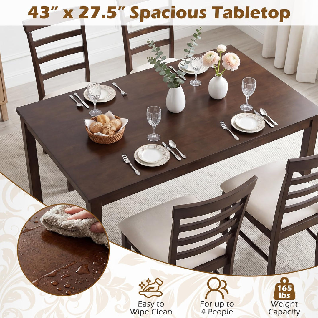 Giantex 43.5" Solid Rubber Wood Kitchen Table