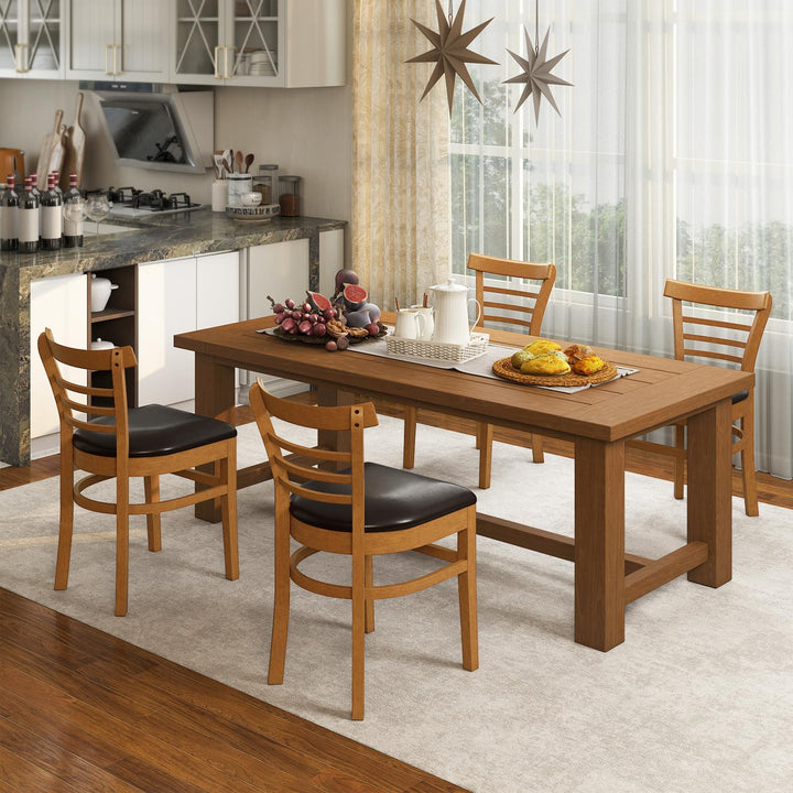 Giantex Wooden Dining Chairs Set PU Leather Upholstered Kitchen Chair w/Rubber Wood Legs