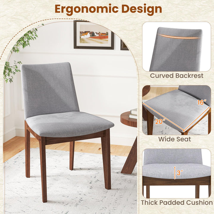 Giantex Upholstered Dining Chairs Set of 2/4, Linen Fabric Wooden Kitchen Chairs w/Rubber Wood Frame
