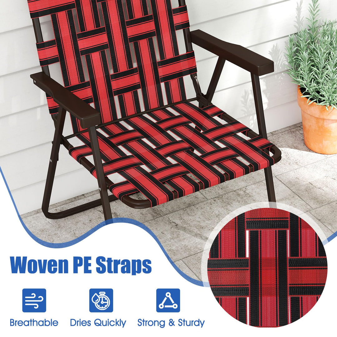 Giantex Lightweight Folding Camping Chairs, 330 LBS Beach Chairs with Armrests