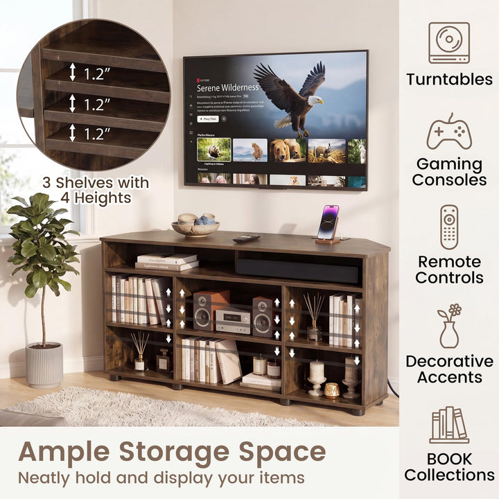 GIANTEX 4-Tier Corner TV Stand for 55 inch TV with Power Outlets